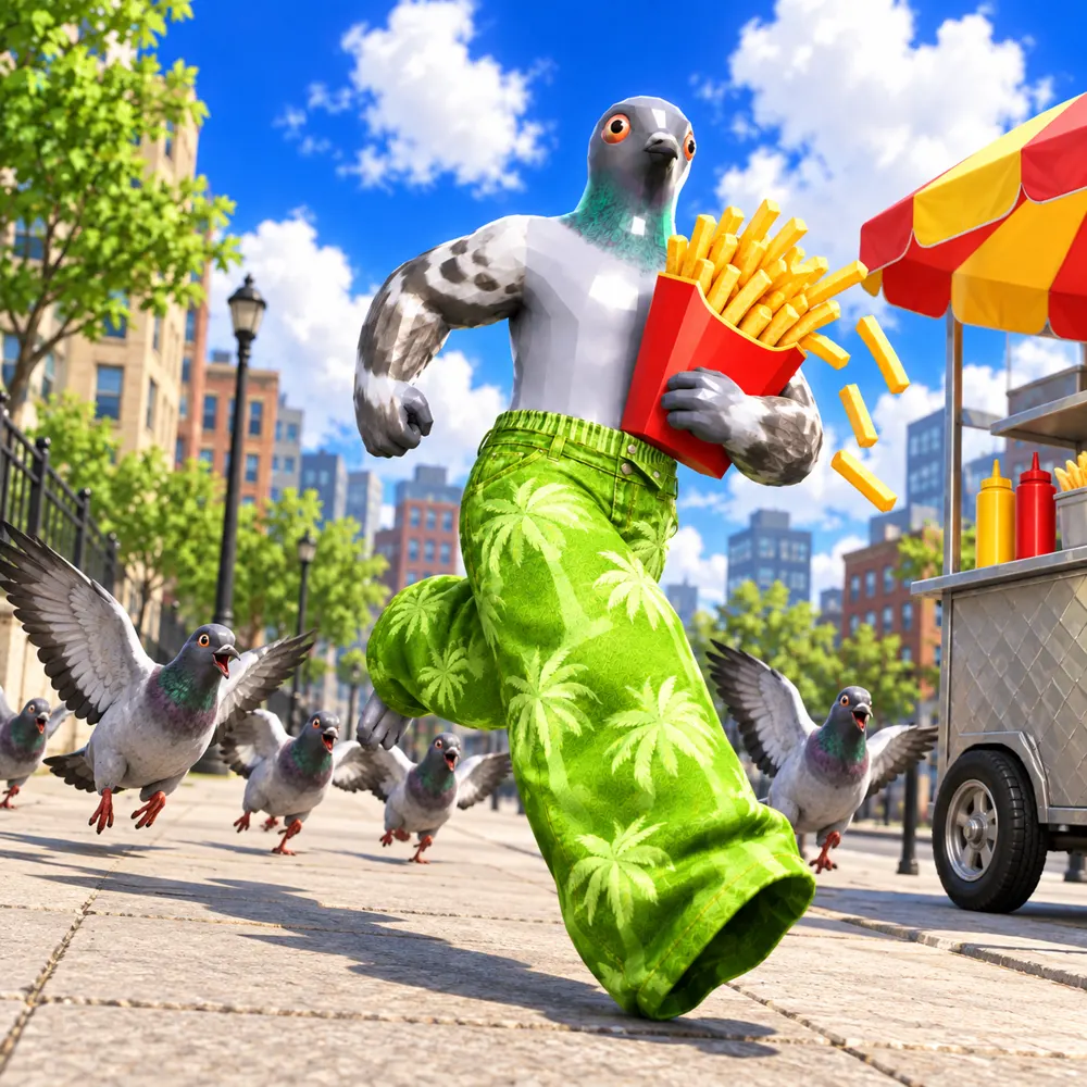 pidge running away with fries